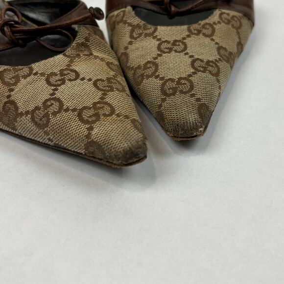 Vintage Gucci Tom Ford Monogram Cut Out Kitten Heels Mules Women's 8.5B - Picture 13 of 14